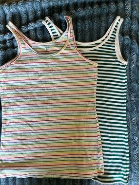 SO Women's Striped Tank Tops — Multicolor & Green